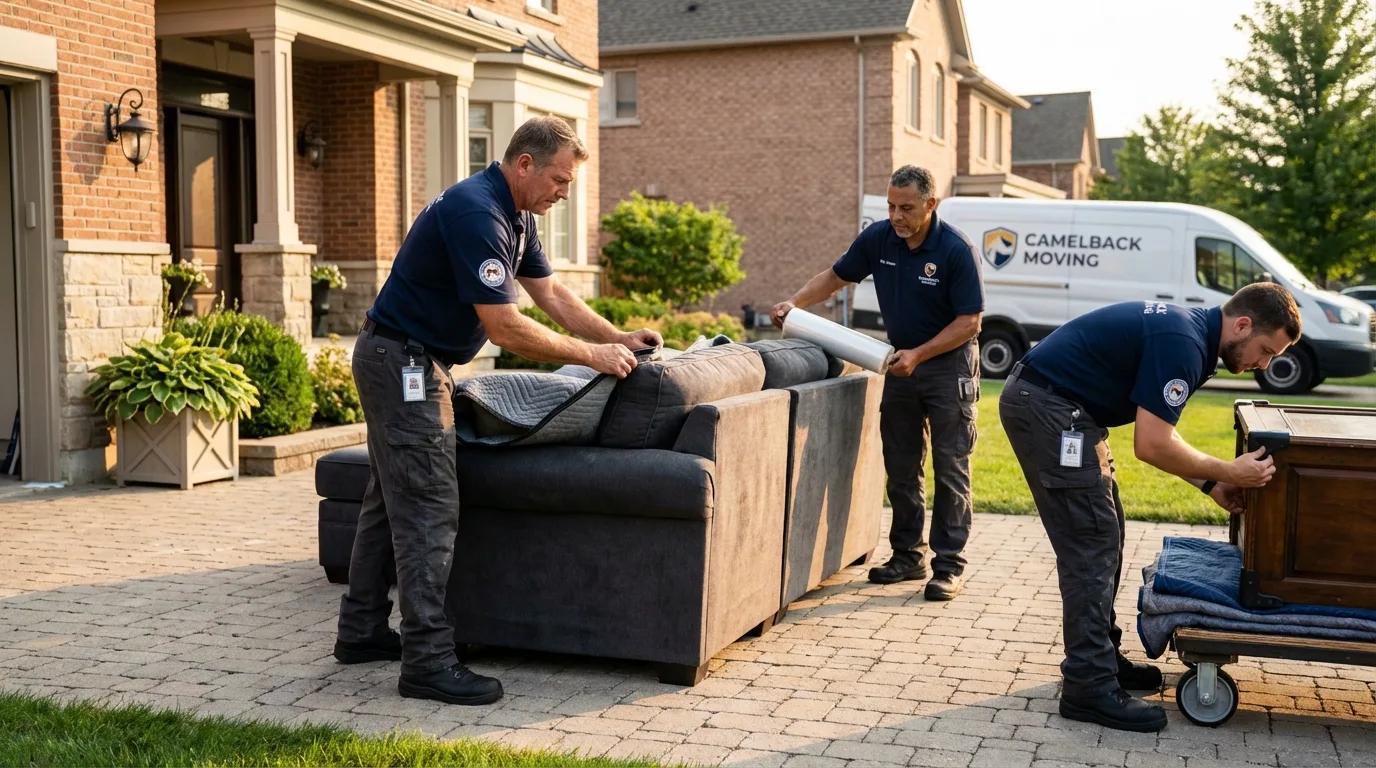 Large estate moving crew wrapping furniture in Greenock, PA
